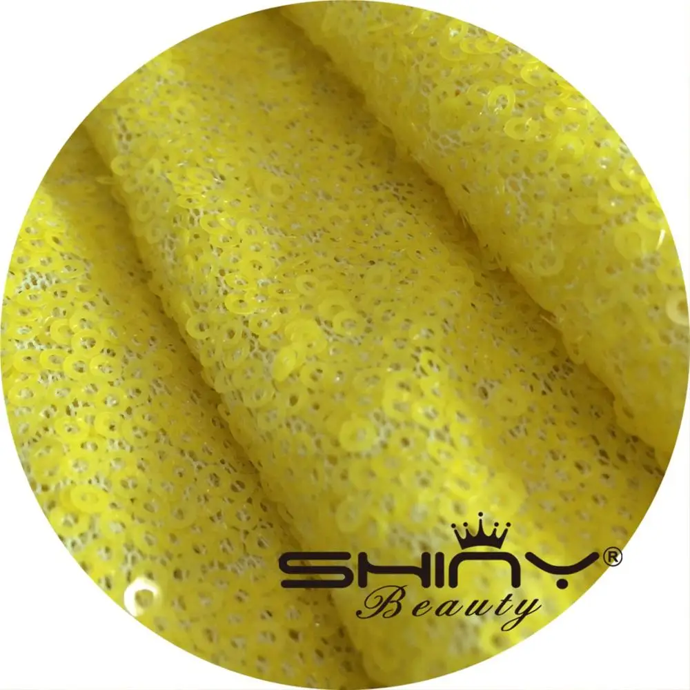 Yellow Розовое золото/темно-синий/красный/розовый/черный 4 фута(125 см) Ширина блесток ткань материал на 5 ярдов для платья/обуви/свадьбы/party-C0813 - Цвет: Yellow