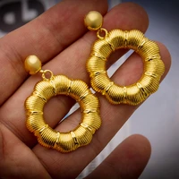 wando 24k ethnic gold color round sun flower earrings for women little girls favorite children lovers accessories dropshipping