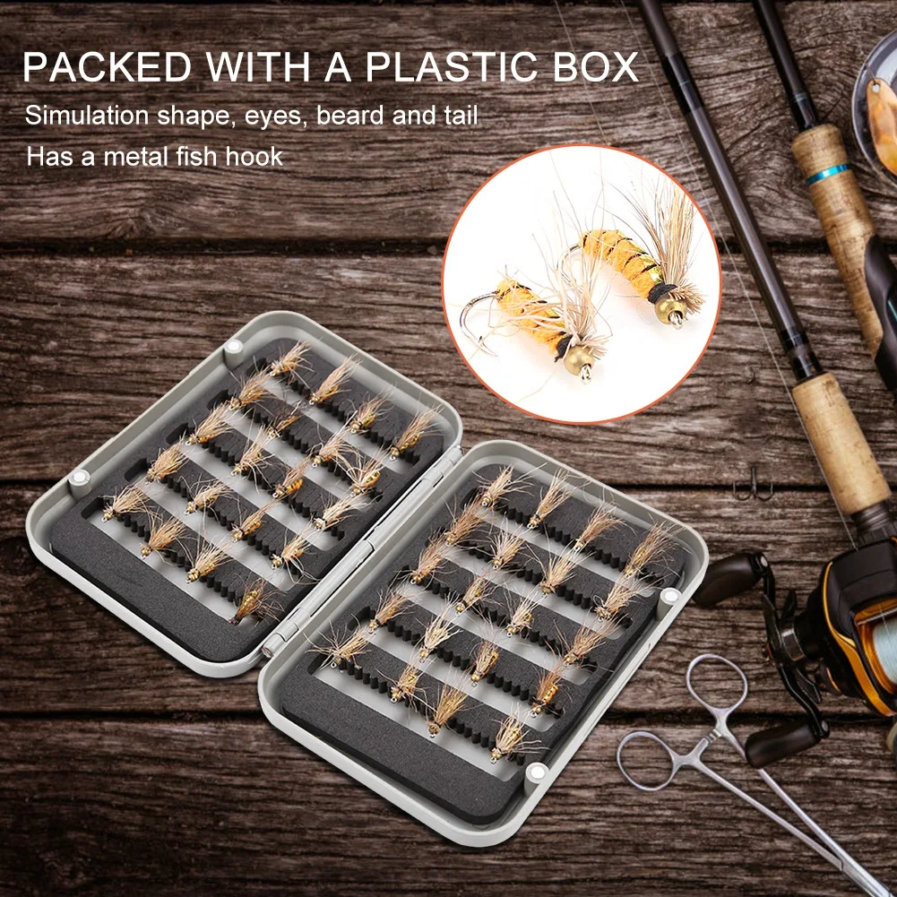 

40pcs/box Trout Fly Fishing Lure Set Mosquito Housefly Dry Flies Artificial Realistic Emerger Kit Rainbow Flyfishing Pesca