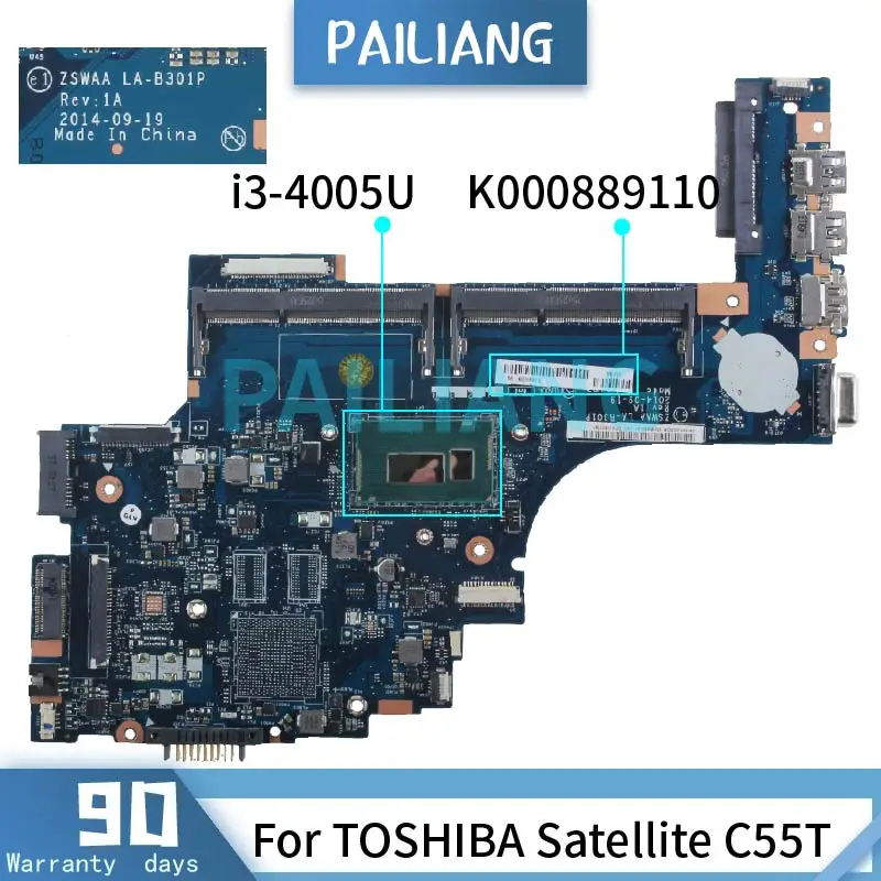 Материнская плата для ноутбука PAILIANG TOSHIBA Satellite C55T i3-4005U материнская K000889110 LA-B301P SR1EK