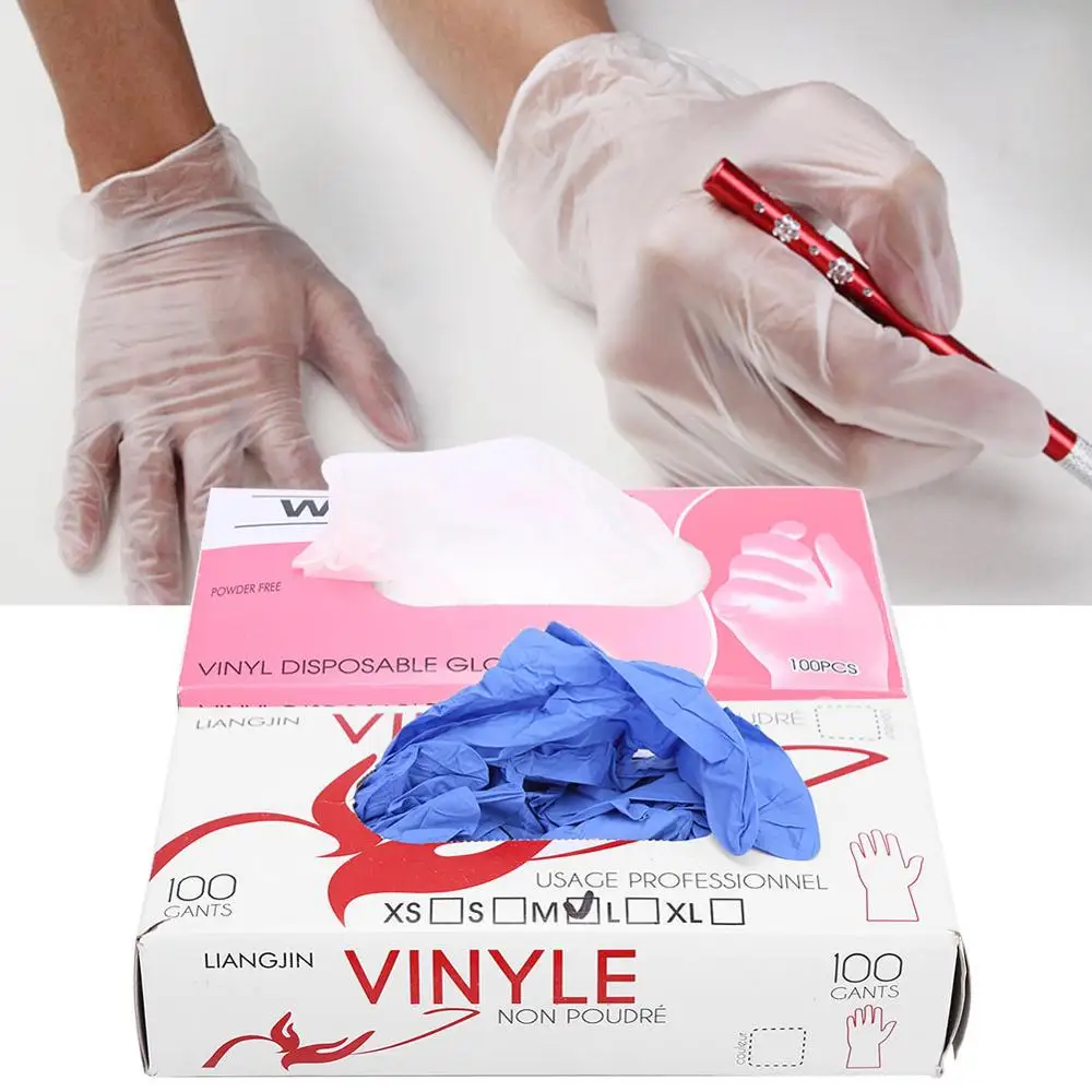 100 шт одноразовые резиновые латексные перчатки для тату ПВХ практичные