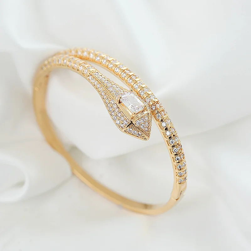 

Snake Bracelet Female Cool Wind Fashion Personalized Snake Head Ring Full of Diamond Opening Feeling Light Luxury Bracelet