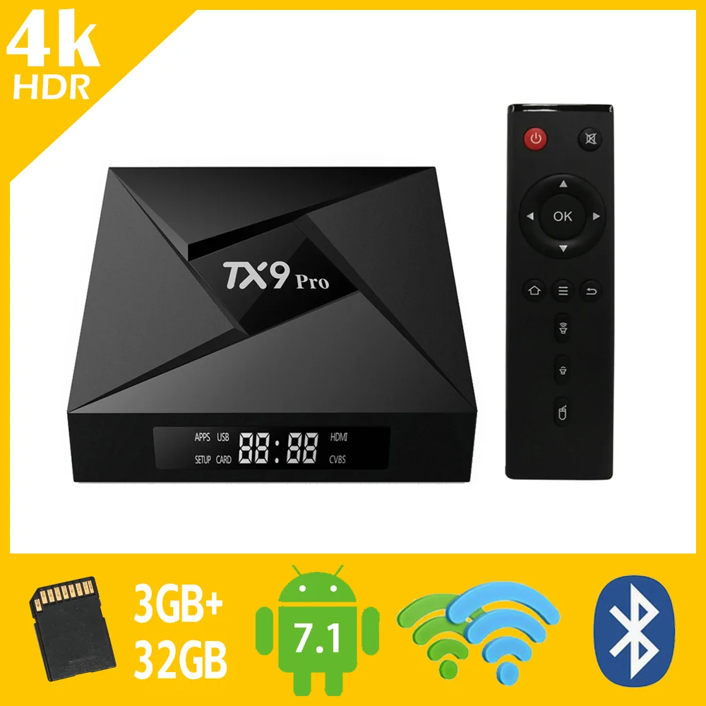 TX9 Pro mini 4k Android tv Box ram 3GB rom 32GB Amlogic S912 Octa Core 2 4G & 5G Dual WiFi Bluetooth 1000M LAN 3D smart IP tv|ТВ-приставки