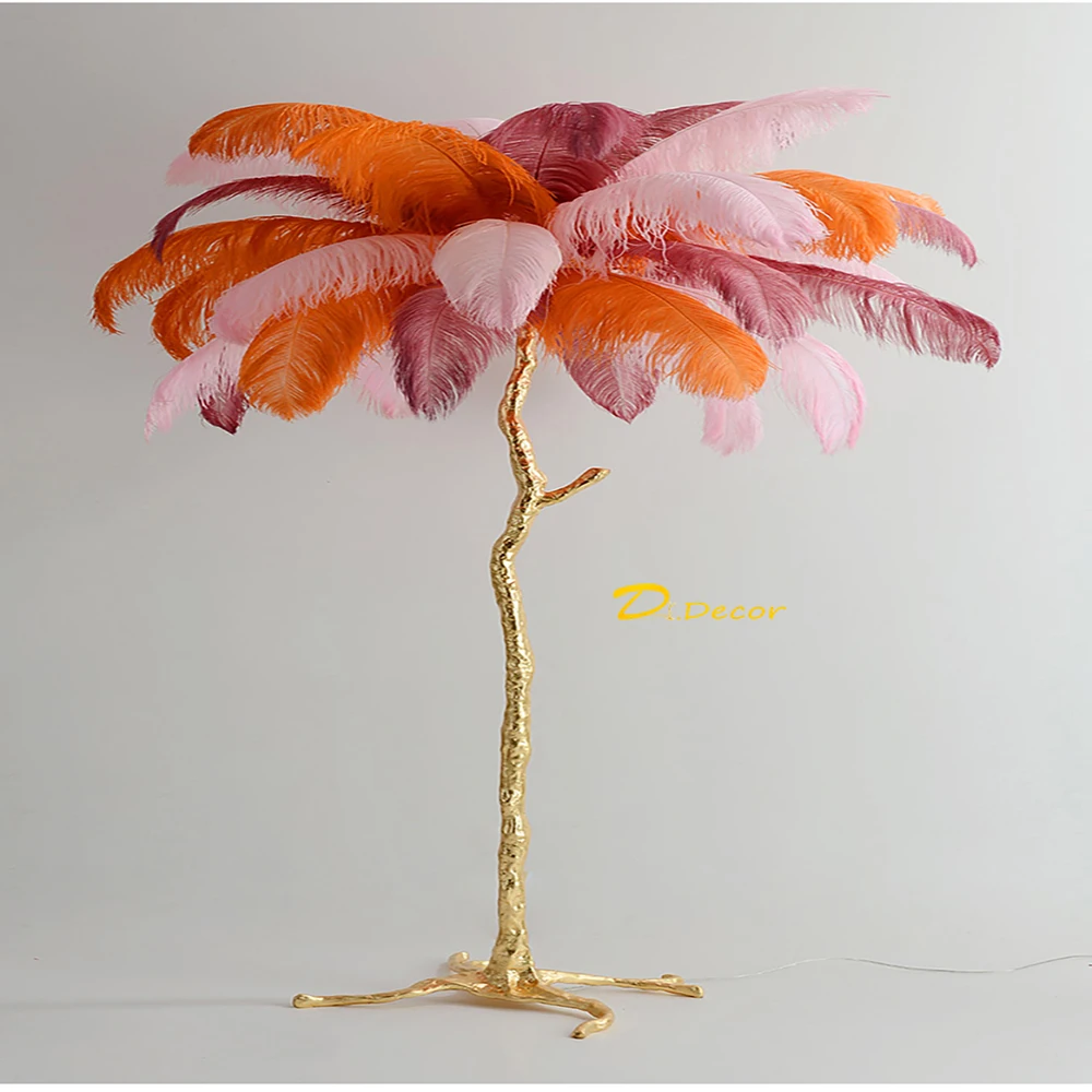 

Modern Ostrich Feather Living Room Floor Lamp Stand Lamp Bedroom Interior Lighting Decorative Vertical Lights Standing Lamps