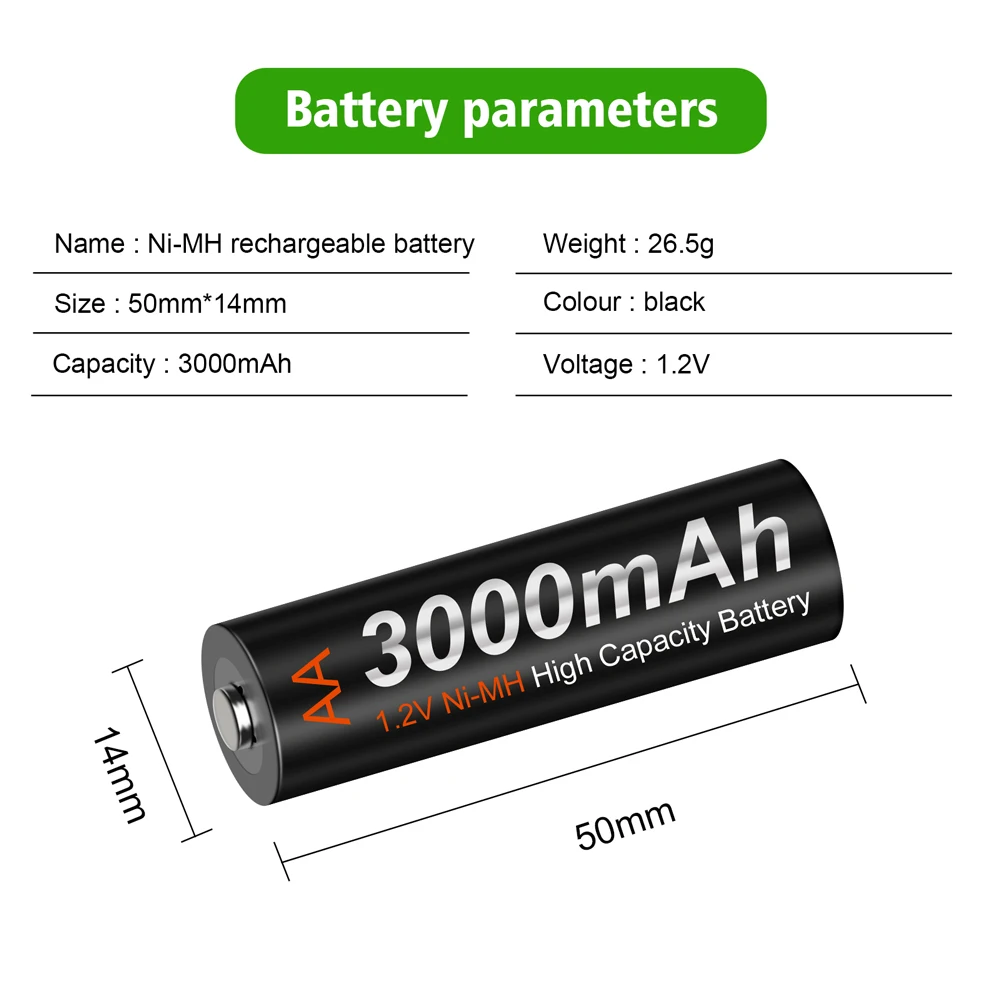 4 шт. PALO AA Аккумуляторная батарея 3000 мАч 1 2 в Ni MH 2A батареи для камеры беспроводной
