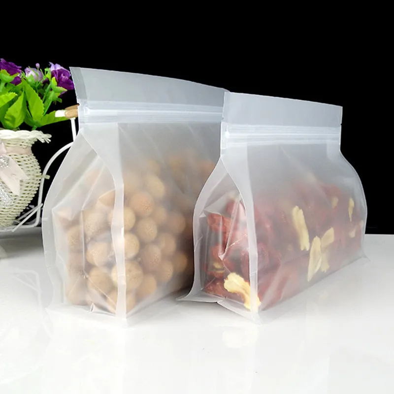

50 Pcs/lot Frosted Eight-Side Seal Stand Up Pouch Translucent Coffee Snack Sugar Beans Packing Bag Plastic Zipper Food Storage B