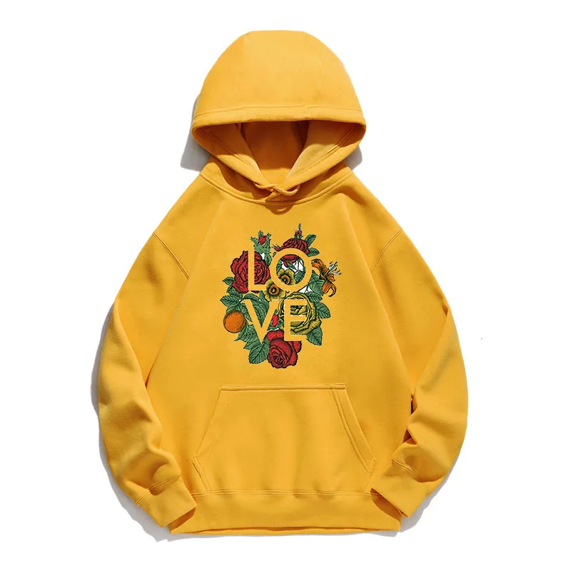 

Women Hoodie Love Flower Printed Hoodies Women Fleece Long Sleeve Loose Sweatshirt with Hat Girls Pullovers Winter