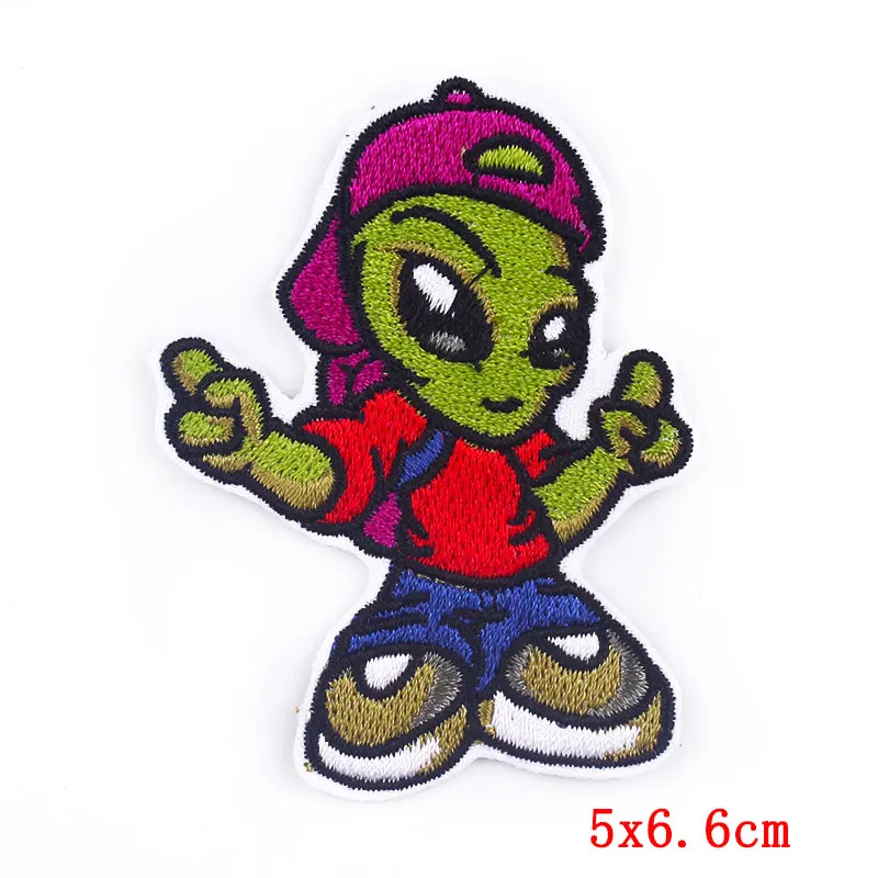 

Cute Alien Ufo Patch Embroidered Patches For Clothing Accessories Applique Stripes Heat-Adhesive Fusible Sewing Embroidery Patch