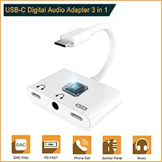 USB C на два типа C разъем для наушников цифровой аудио сплиттер адаптер музыкальный конвертер для пиксельных смартфонов PD кабель для быстрой зарядки