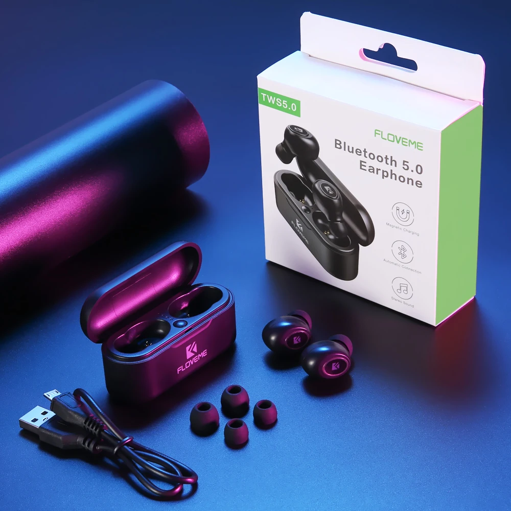 FLOVEME наушники-вкладыши TWS с 5 0 Bluetooth наушники мини беспроводные 3D стерео звук Шум