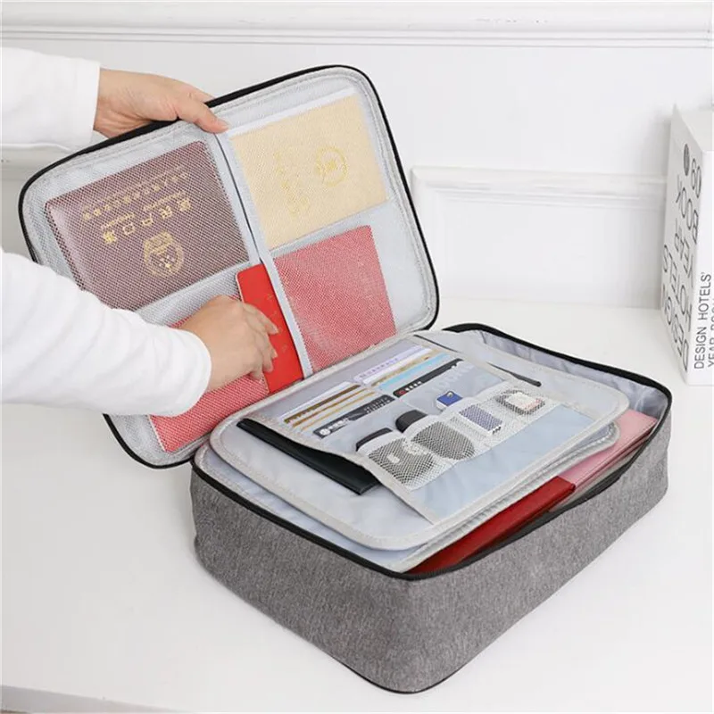 

Fashion Large Capacity Double-layer Tie Polyester Multifunctional Storage Bag Passport Family Travel Document Bag