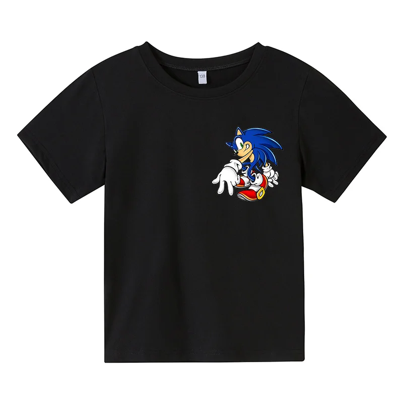 

2021 Summer New Boys And Girls Cartoon Sonic T-Shirt Short-Sleeved Cotton Shirt Printing Children's Clothes