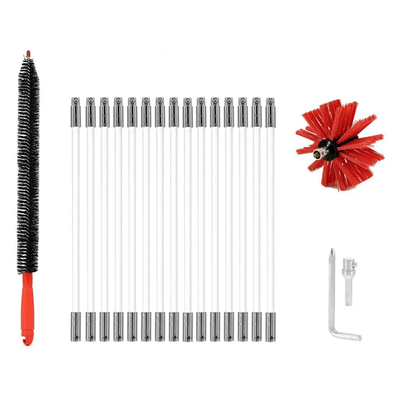 

Дымоход Набор щеток для чистки щетки подметания сливной набор стержень нейлон инструмент для очистки аксессуар 15 гибкие стержни 1 насадка д...