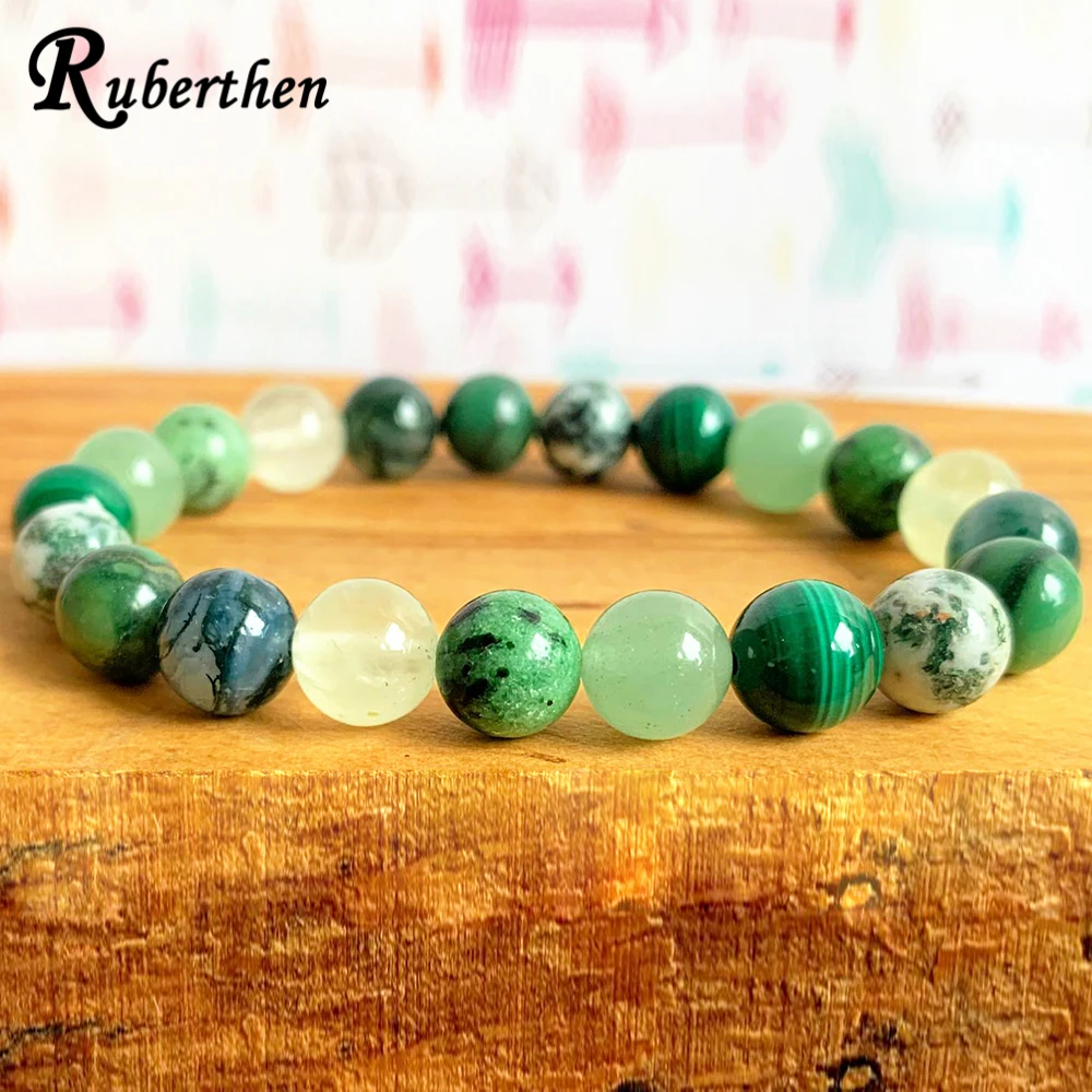 Новый дизайн браслет Ruberthen с зелеными чакрами в форме сердца для женщин