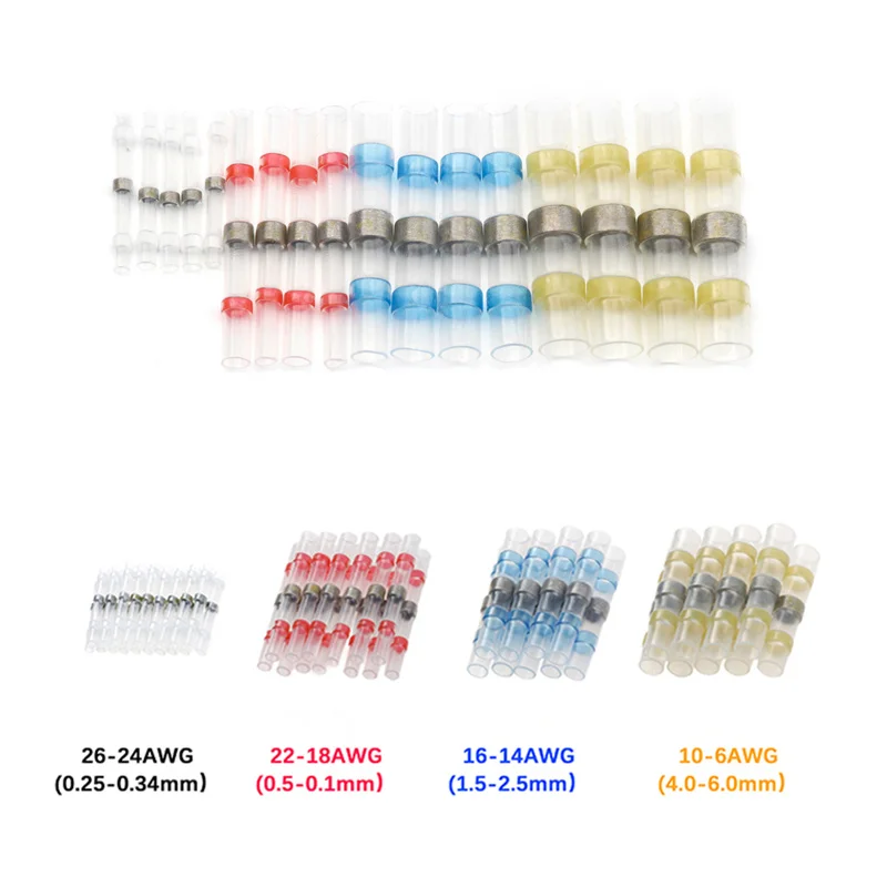 

250Pcs Waterproof Seal Solder Wire Connectors Set Heat Shrink Butt Connectors Insulated Electrical Solder Terminals 0.5-6.0mm2