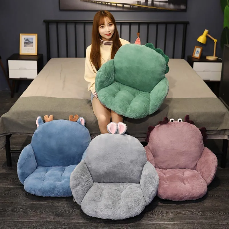 

Kawaii Semi-Enclosed Cushion Thicknen Seat Back Cushion Anti-Slip Plush Armchair Chair Pads For Office Home Decor Children Gifts