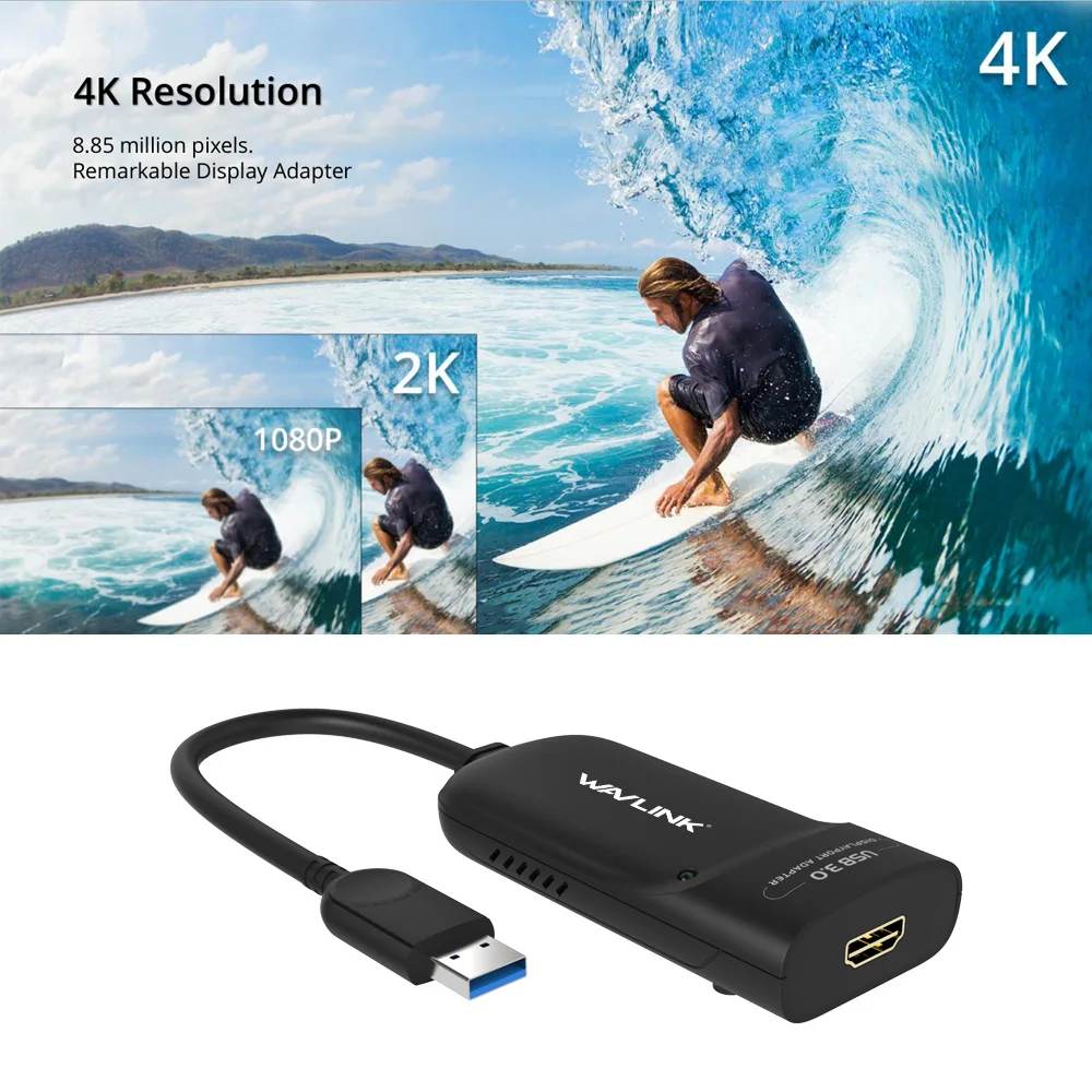 Wavlink USB 3.0 To 4K HDMI Display Adapter Multi Monitor Video Graphic HD 3840x2160 output Windows Vista/7/8/8.1 Mac OS | Компьютеры и