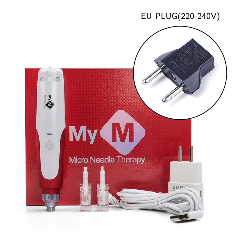 EU plug with box Профессиональный байонет Dr. pen микро игла Дерма ручка иглы картридж иглы наконечники для электрической Микро прокатки Дерма штамп терапия - Цвет: EU plug with box