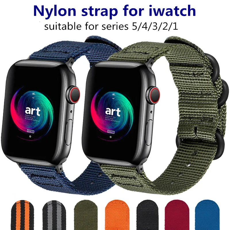

Hot Sell Nylon Watchband for apple Watch Band Series 5/4/3/2/1 Sport Bracelet accessories 42 mm 38 mm 40mm 44mm Strap For iwatch