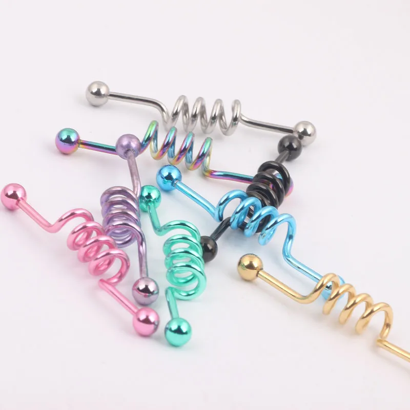 IndustriaL Bar Titanium Industrial Cork Screw Barbell 14G 2pcs Body jewelry Ear Piercing |