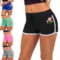 summer casual shorts women high waist elasticated fitness leggings push up gym training gym tights pocket printing short
