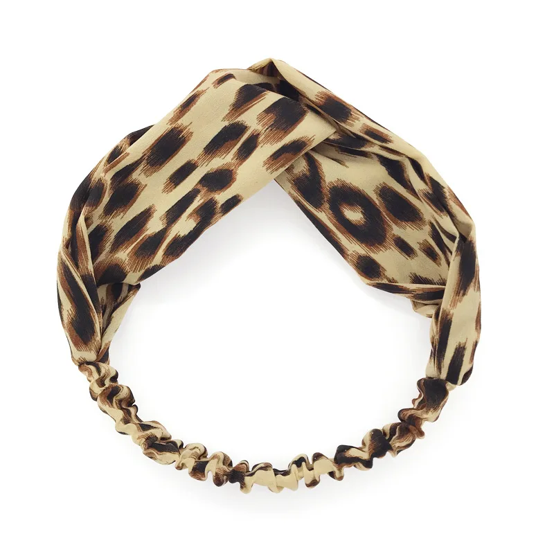 Повязка на голову женская с леопардовым принтом Модный Эластичный Бандаж узлом