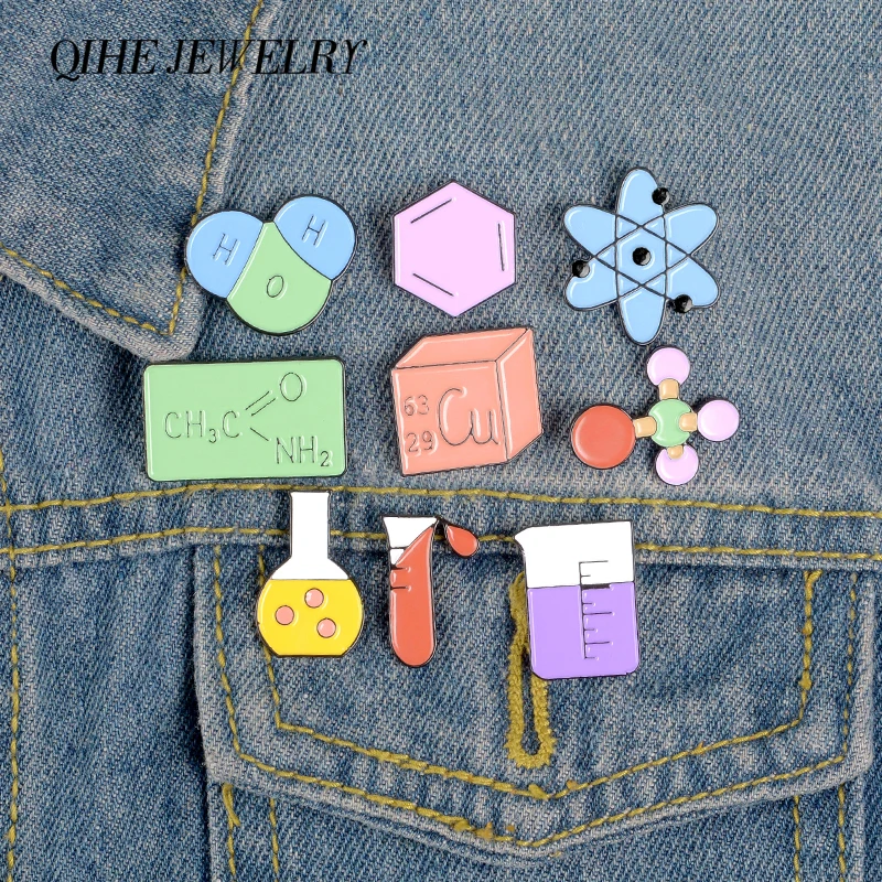 QIHE ювелирные изделия химической науки эмаль на булавке молекулы которые