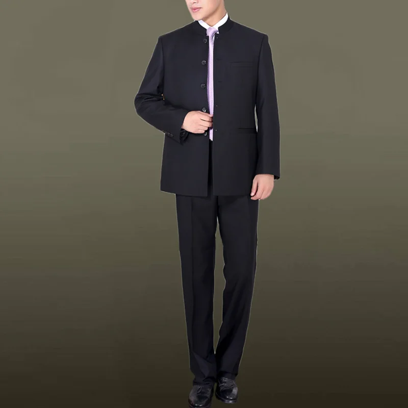 Мужской костюм с китайским воротником Свадебный приталенный пиджак смокинг и