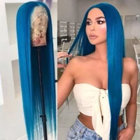 eseewigs light blue 13x4 lace front human hair wig with baby hair t part lace long straight wig for black women pre plucked