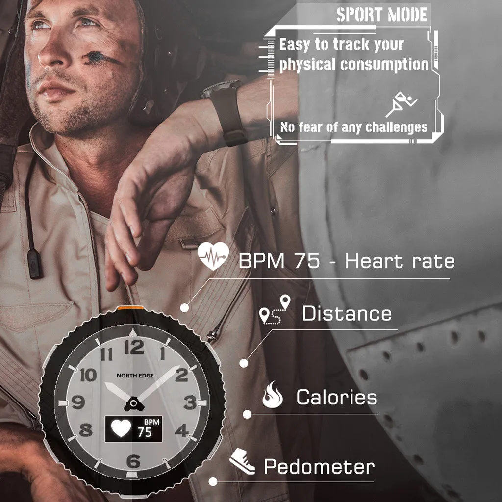 

Outdoor Smart Sports Watch Waterproof Multifunction Sleep Monitor Heart Rate Fitness Dual display touch screen Wrist watch