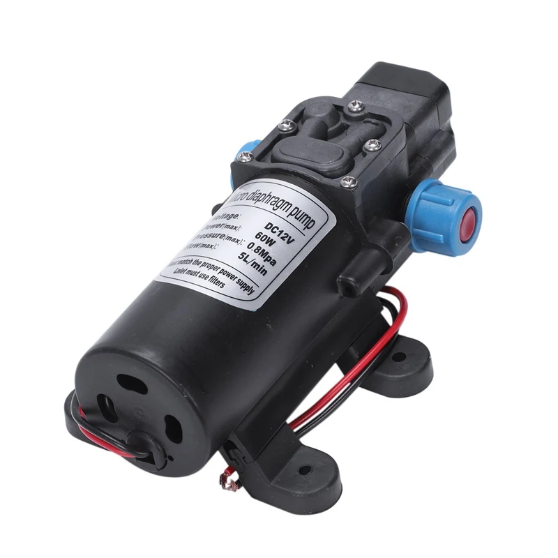Черный DC 12V 60W мини мембранный Водяной насос высокого давления автоматическое