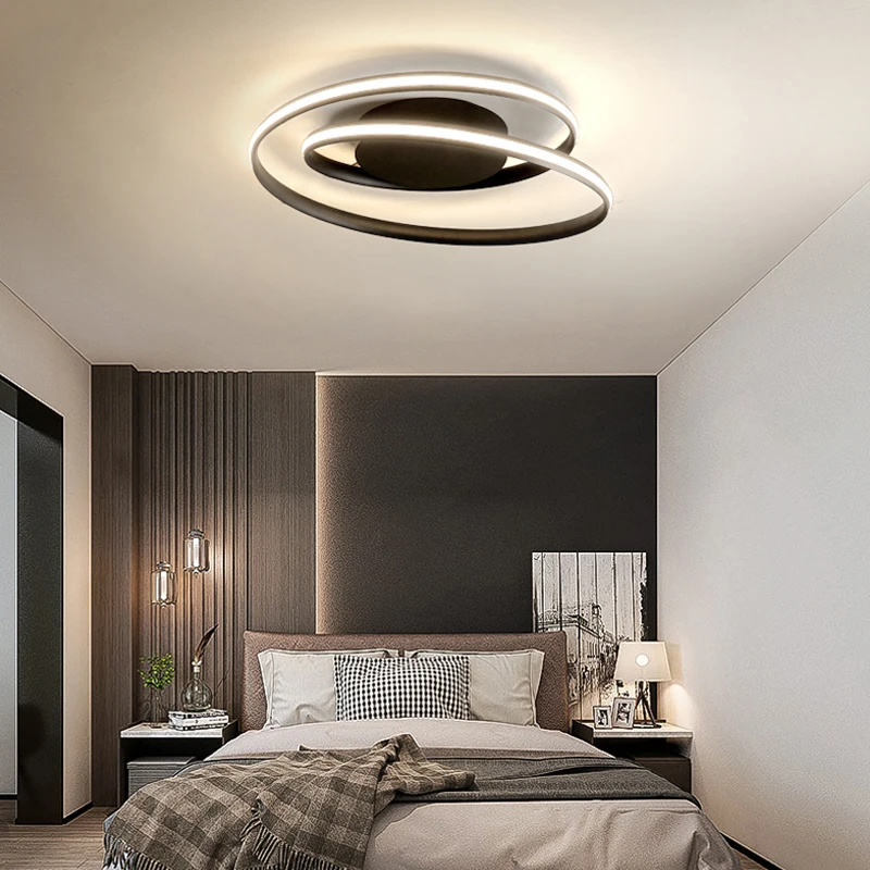 Modern minimalist art ceiling lamp Nordic creative personality LED living room bedroom dining round black / white lighting | Лампы и