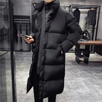 winter padded jacket mens korean fashion trend thickening and lengthening padded jacket stand collar mid length jacket men coat