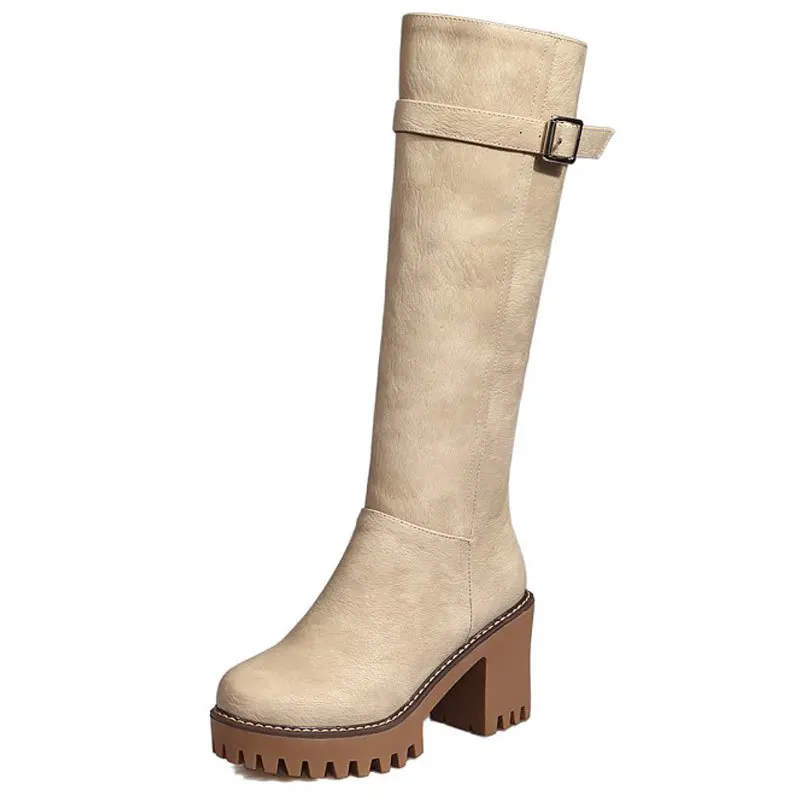 

Женские сапоги до колена на молнии, на высоком каблуке