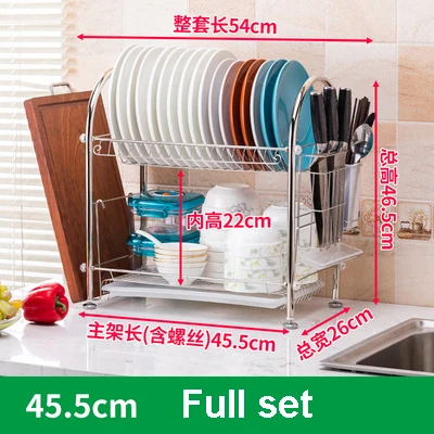 

New 304 Stainless Steel Dish Rack Drain Shelf Bowl Plate Drying Rack Kitchen Organizer Storage Holder