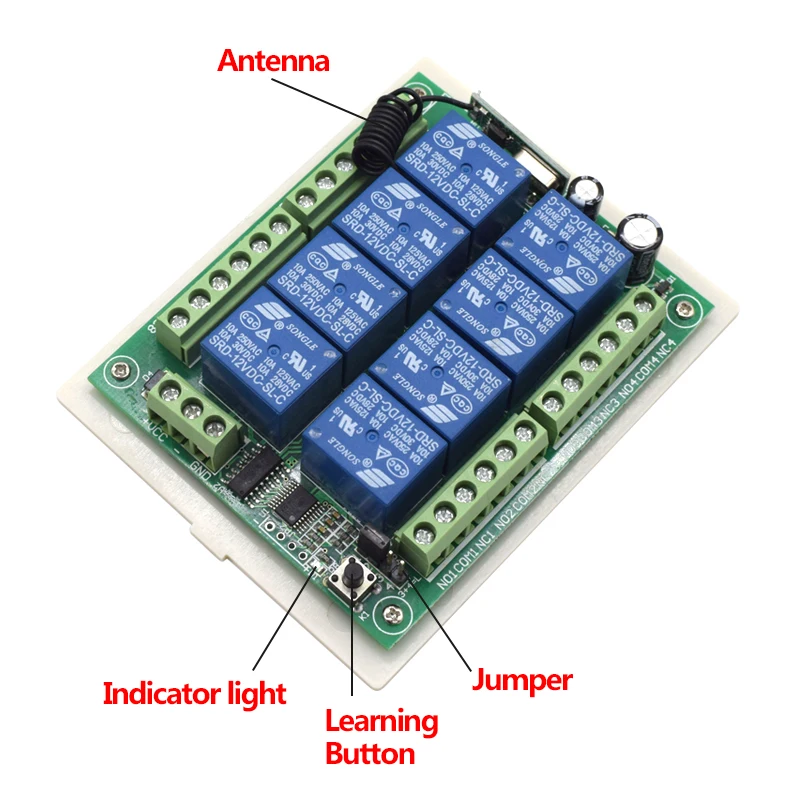 DC 24V 8CH channel RF Wireless Remote Control Switch &amp System receiver + transmitter Relay 433MHz | Электроника