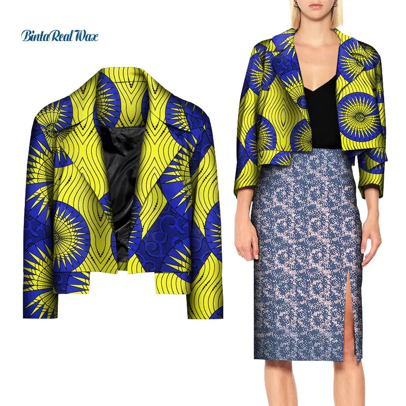 2021 Summer African Print Casual Suits for Sexy Lady Bazin Riche Dashiki Long Sleeve Blazer Coat  Cotton African Clothes WY8474