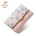 Симпатичный Модный женский кошелек Prettyzys, кошелек среднего размера с цветочным принтом, кошелек для монет, женский клатч тройного сложения, многофункциональные кошельки