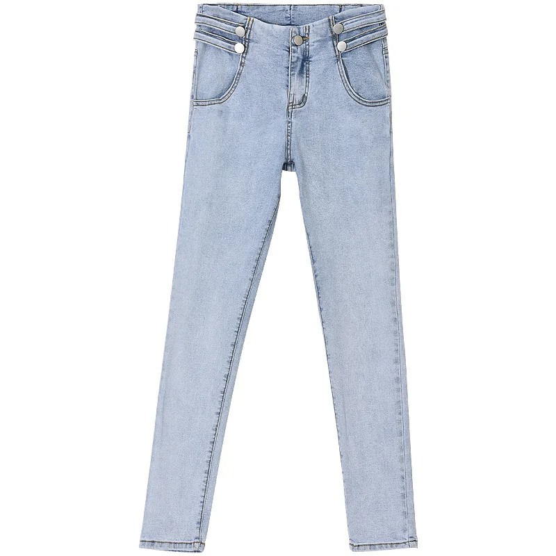 

ZSRS Jeans Female Tight Feet New Spring 2020 Slim Ankle-Length Light Elastic Mesh Red High-waist Korean Pencil Pants
