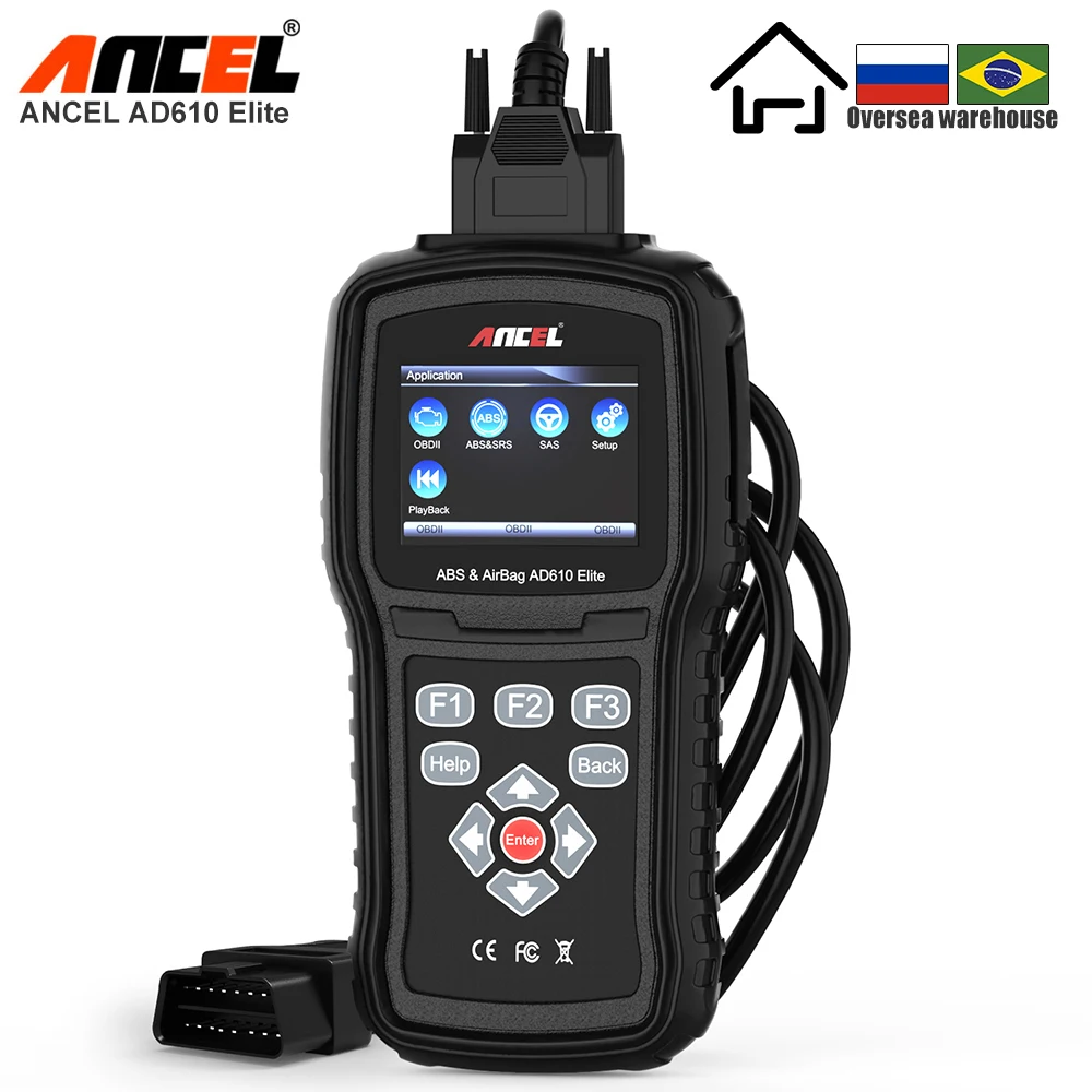 ANCEL AD610 OBD2 автомобильный сканер ABS подушка безопасности SAS автомобильный диагностический инструмент в португальский OBD2 Диагностика автомобиля обновление бесплатно