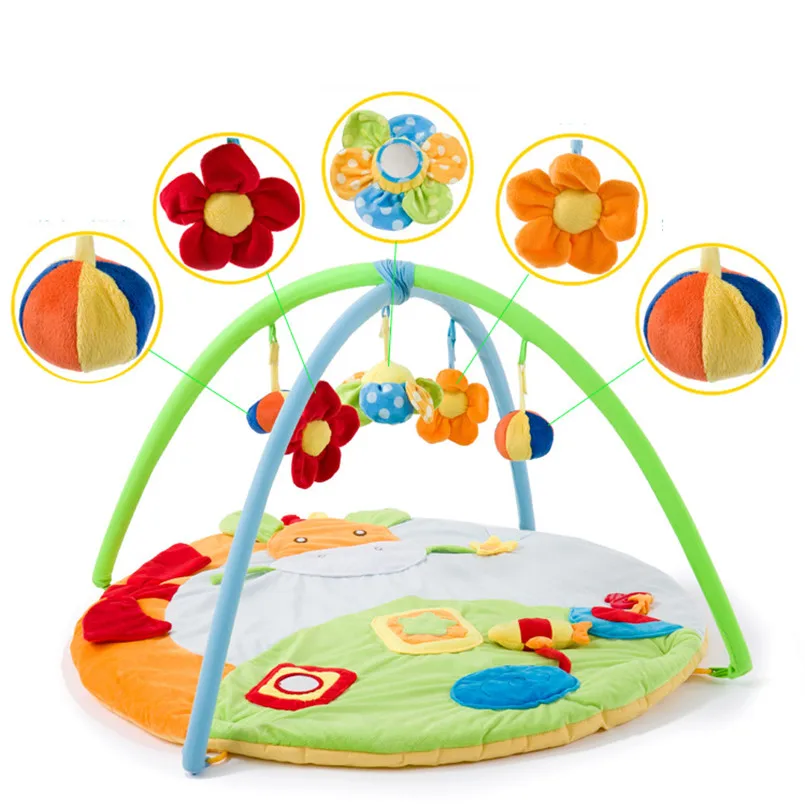 

0-12 Months Baby Activity Mat with Musical Soft Animal Sensory Baby Gym Crawling Play Mat Education Toys for Children Gift