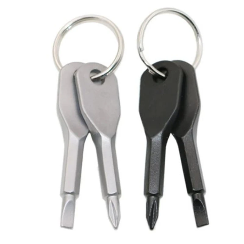 Pocket Keychain Multitool Key-Shaped Precision Cast Steel Mini Slotted Screwdriver Edc Multifunction Backpack Accessory