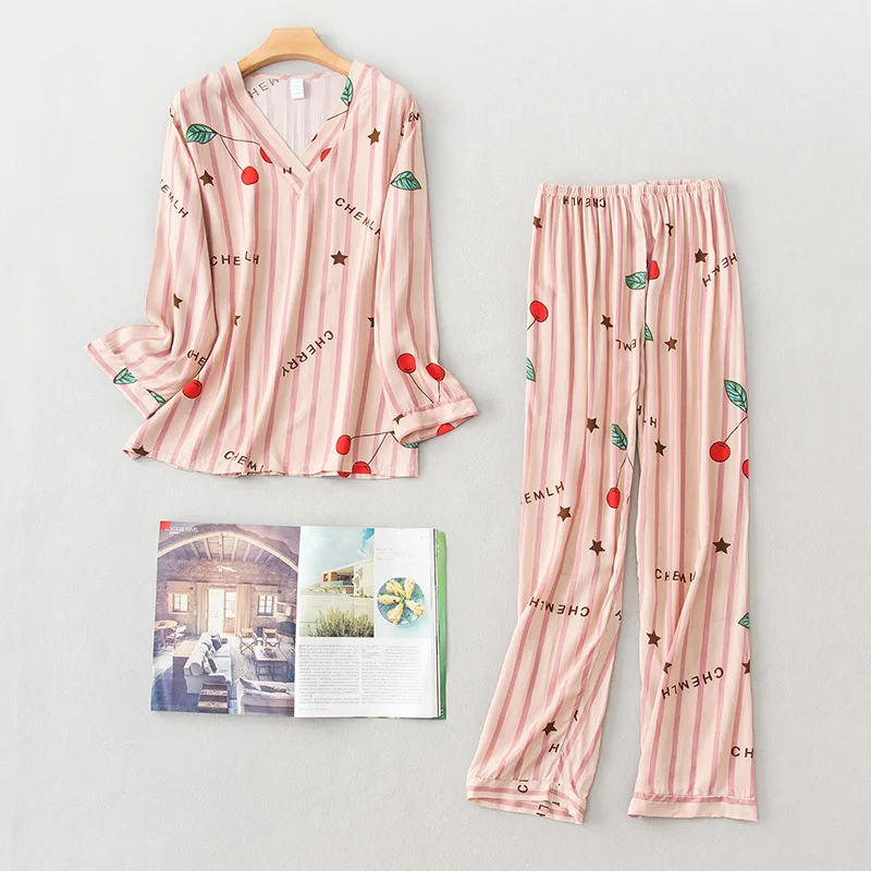 Хлопковая пижама Daeyard для женщин рубашка с длинным рукавом и брюки комплект из 2