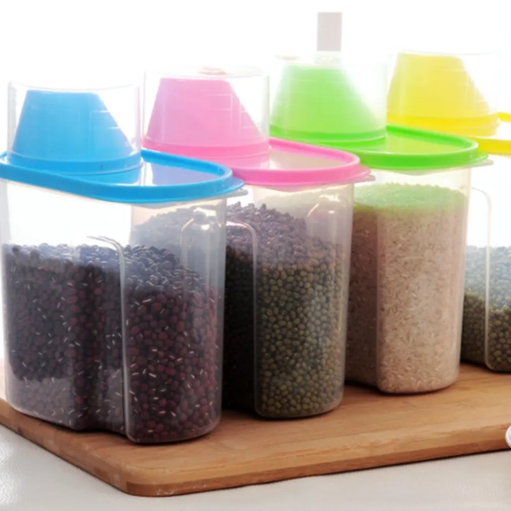 Green Kitchen Food Container Seal Pot Tea Coffee Candy Storage Tank Plastic Cereals Snacks Box | Дом и сад