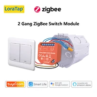 loratap tuya zigbee 3 0 2 gang light switch relay module google home alexa echo remote control work with zigbee2mqtt diy