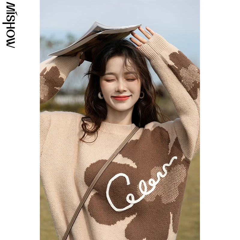 MISHOW свитер для женщин 2021 осень зима толстые свободные пуловеры с буквенным