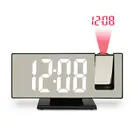 Светодиодный проекционный будильник, радио, цифровые часы с зарядным устройством, 18 см, большое зеркало, светодиодный дисплей, будильник, автоматический диммер, домашний декор