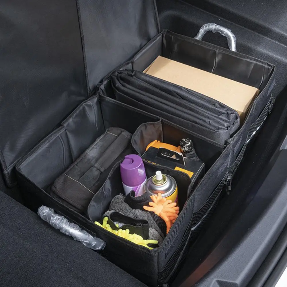 

1 Oxford folding unit for the rear trunk of the car organizer box large capacity bag for the Tesla model 3 cleaning accessories
