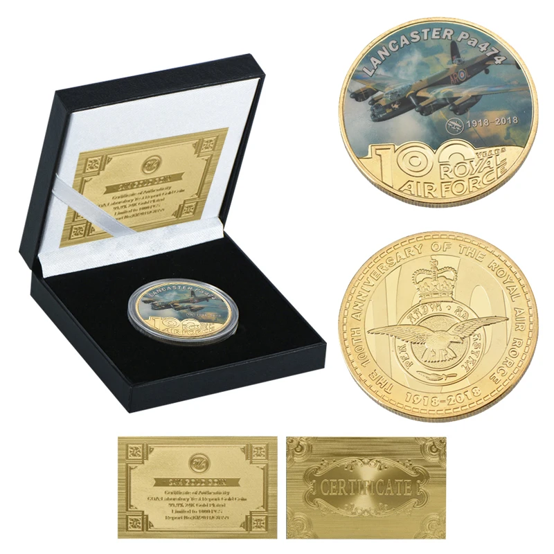 coin with box 1 WR Королевские ВВС 100-летие золотые металлические монеты оригинальная копия монеты коллекционные вещи евро копия монеты подарки на день рождения сувенир - Цвет: coin with box 1
