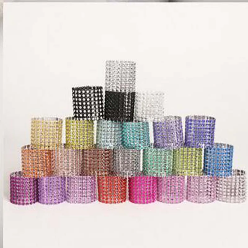 

Cheap 100Pcs/Lot Royal Blue Plastic diamond package napkin ring napkin buckle napkin hotel wedding supplies home decoration